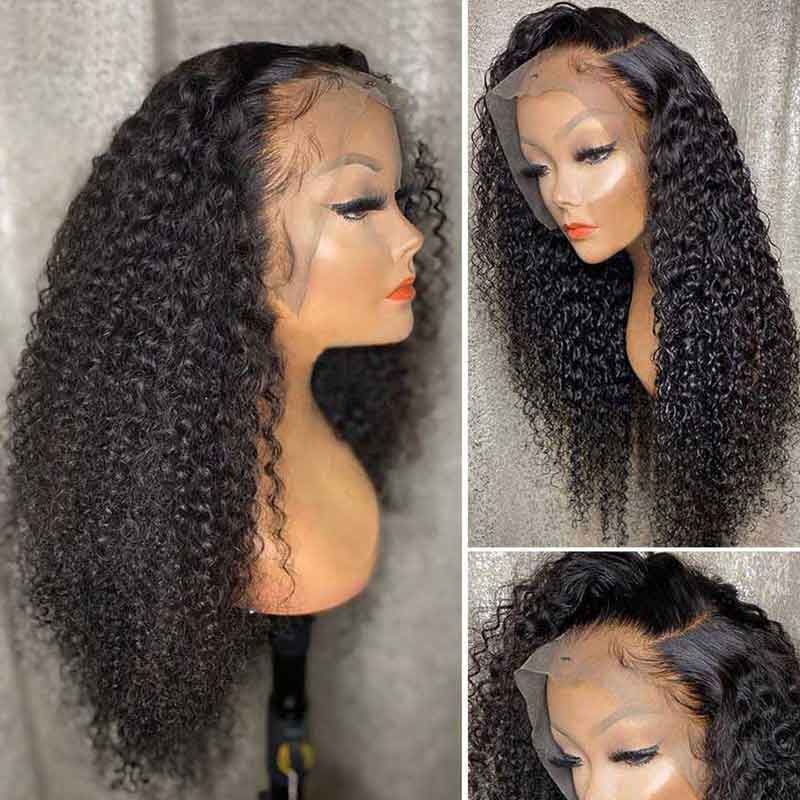 Long Wig | Jerry Curly 13x4 Transparent HD Lace Frontal Wig Human Hair 28-38 Inch - Image 2