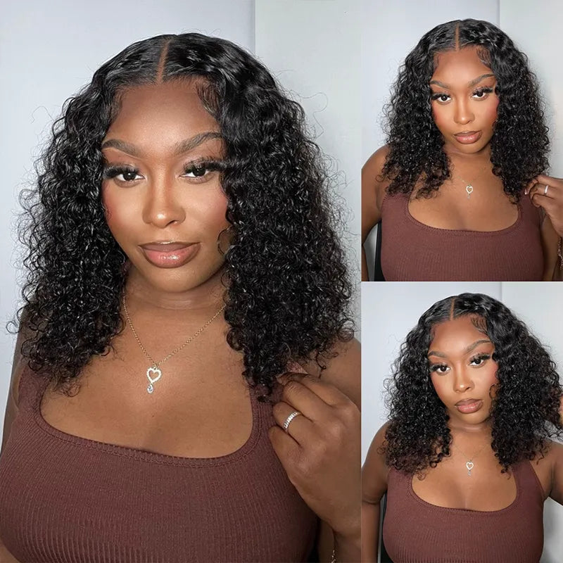 Pixie Jerry Curl Wig Black Bob Wig 10A Brazilian Human Hair - Image 3