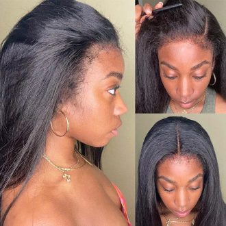 4C Edge Hairline-Straight Hair 13x4 HD Invisible Lace Frontal Wigs With Kinky Edges Curly Baby Hair