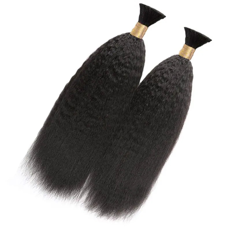 Ashimary Kinky Straight Bulk Human Hair For Knotless Braiding 3pcs/pack Natural Black - Image 4