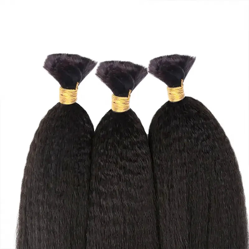 Ashimary Kinky Straight Bulk Human Hair For Knotless Braiding 3pcs/pack Natural Black - Image 2