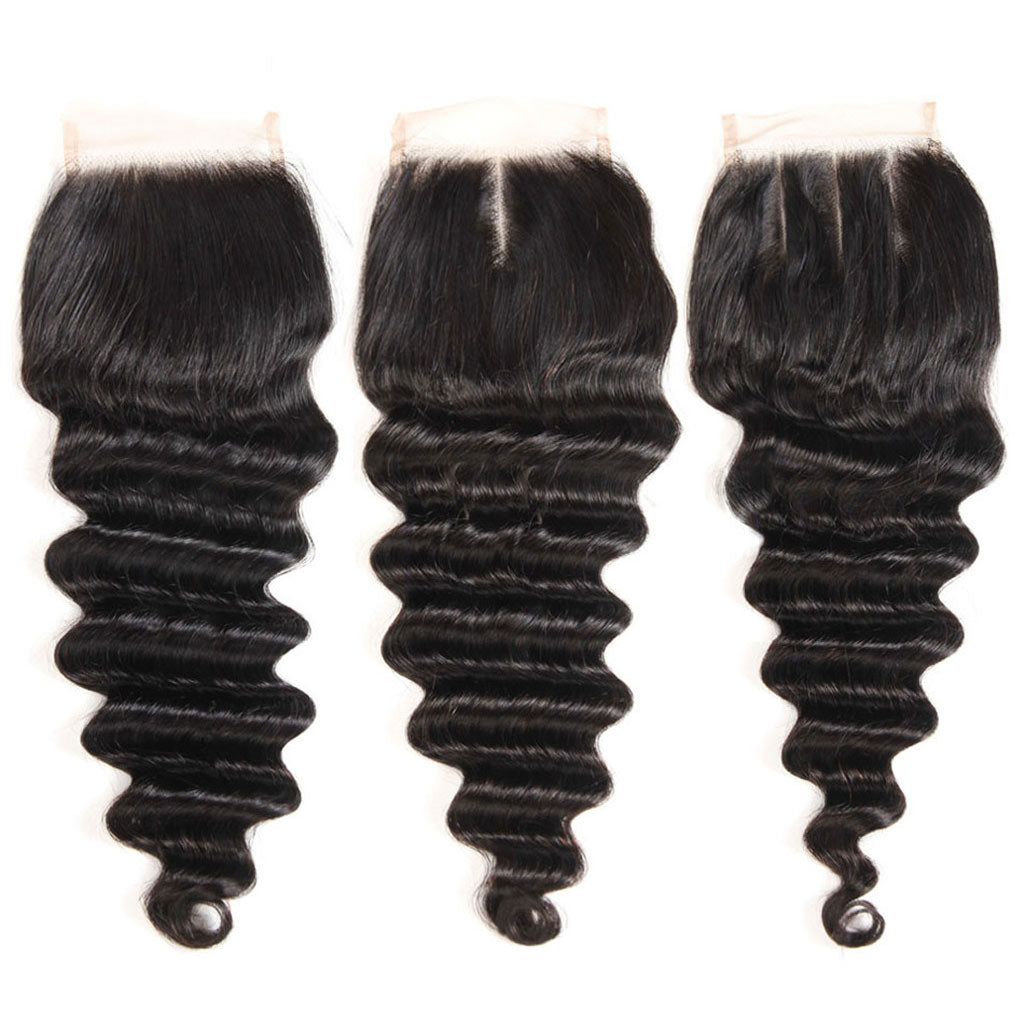 10A Loose Deep Wave Hair 4 Bundles With Closure Natural Color - Image 4