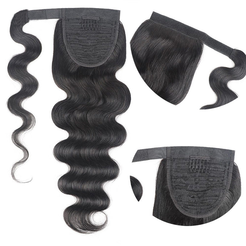 Long Ponytail Body Wave Human Hair Extensions With Clip - Image 8