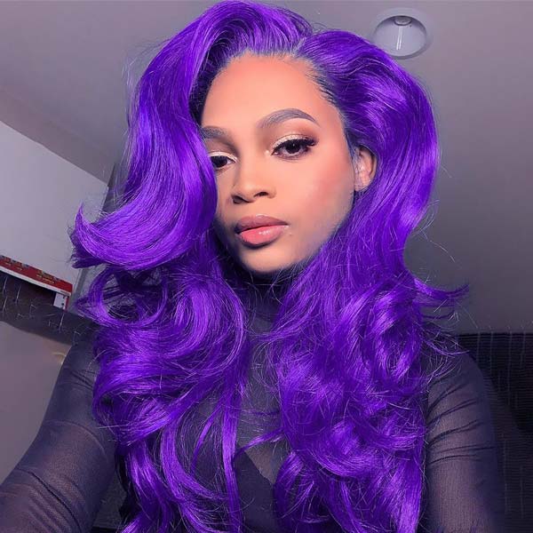Vibrant Darker Purple Color 5*5 13*4 Transparent Lace Frontal Wigs Body Wave Human Hair - Image 9