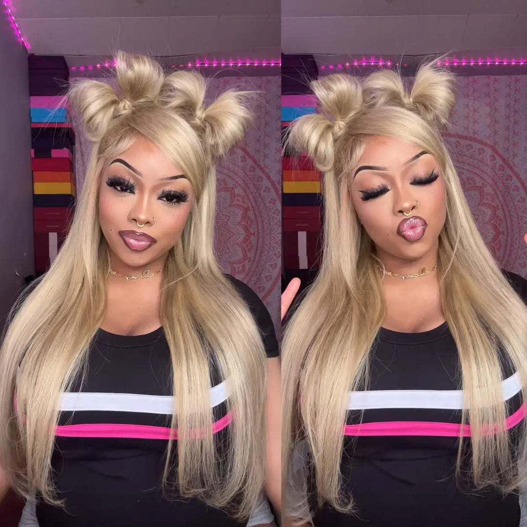 Customized Blonde Balayage on Brown Hair Transparent 13x4 &13x6 Full Lace Frontal Wig Ashimary Hair - Image 5