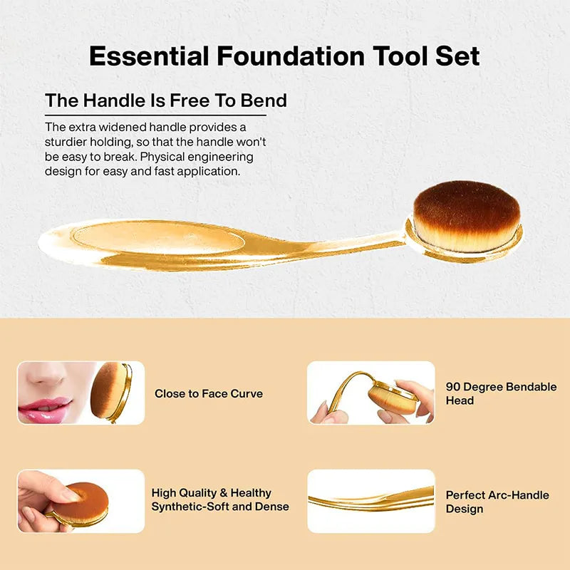 Makeup Brush Set Super Soft Professional Oval Brushes Features Powder Concealer Contour - Image 2