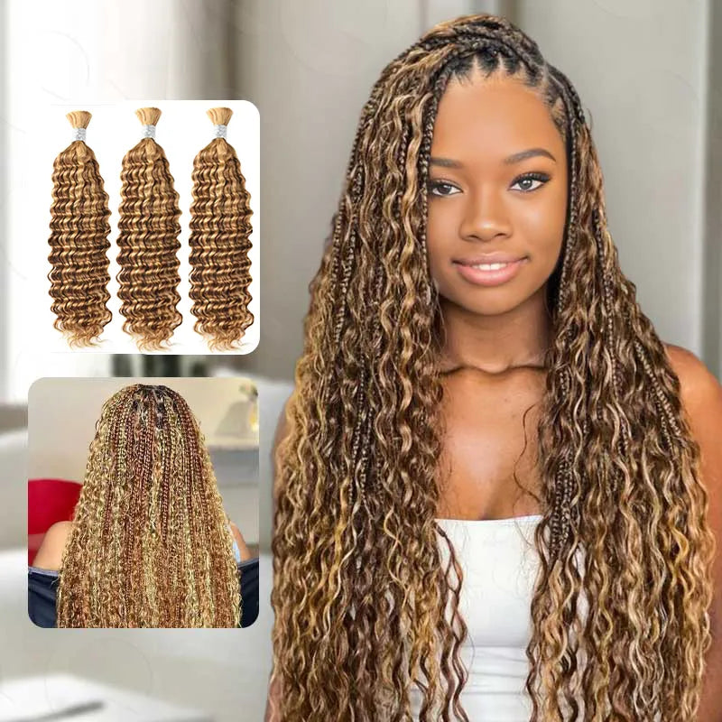 Ashimary Highlight P27/30 Deep Wave Bulk Human Hair For Knotless Braiding - Image 2