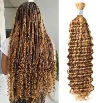 Ashimary Highlight P27/30 Deep Wave Bulk Human Hair For Knotless Braiding