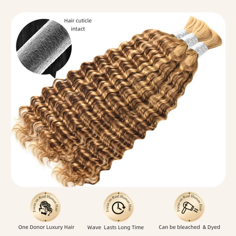 Ashimary Highlight P27/30 Deep Wave Bulk Human Hair For Knotless Braiding - Image 3