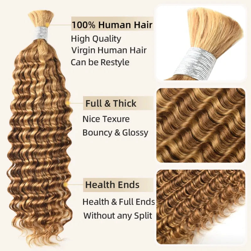 Ashimary Highlight P27/30 Deep Wave Bulk Human Hair For Knotless Braiding - Image 5