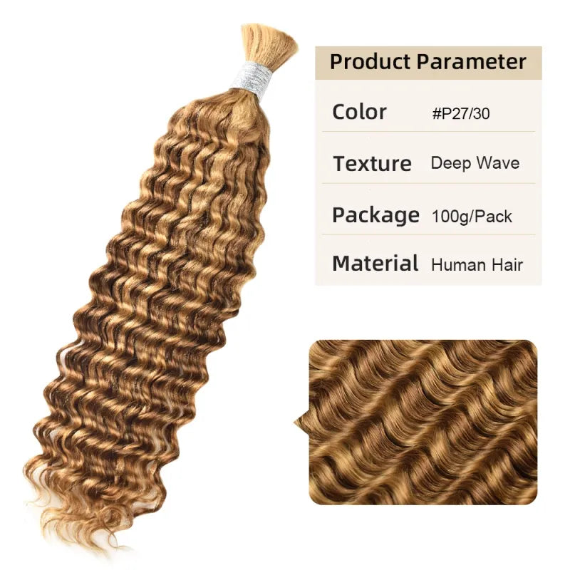 Ashimary Highlight P27/30 Deep Wave Bulk Human Hair For Knotless Braiding - Image 6