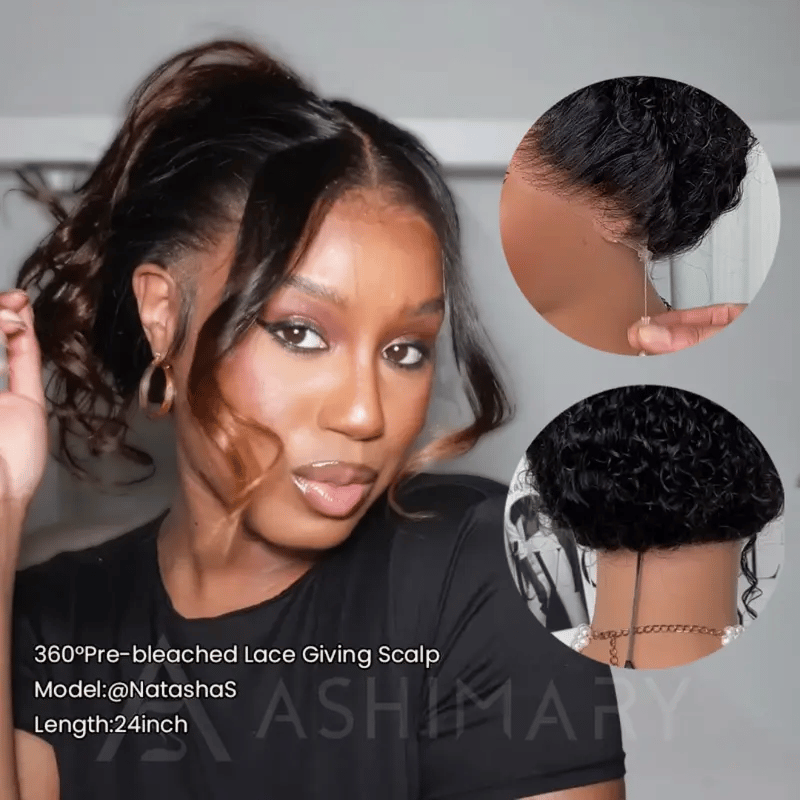 BOGO 360 Lace Frontal with Invisi Strap 3D Bouncy Body Wave Black Ombre Brown Highlight Pre Plucked Wig - Image 5