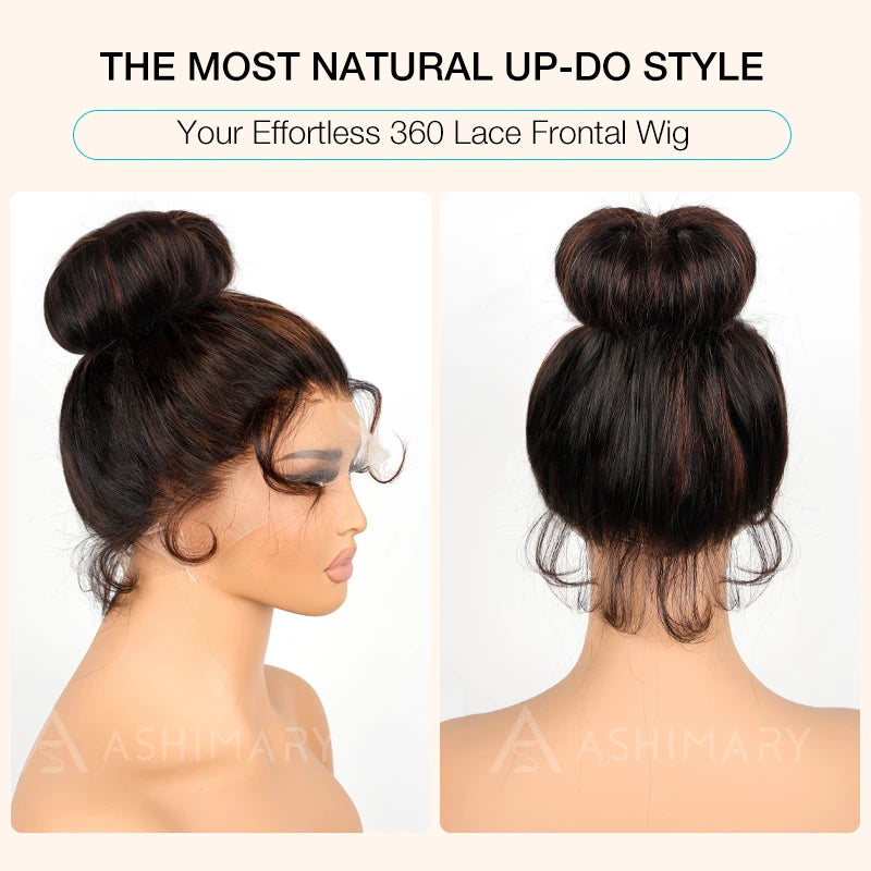 Highlight Straight Invisi Strap Cozy Snug Fit 360 Skin Lace Pre Everthing 360 Lace Frontal Glueless Human Hair Wig - Image 11