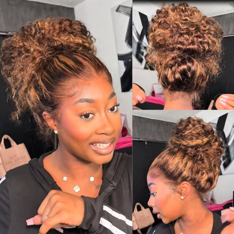 Water Wave Highlight Ombre Color Invisi Strap Snug Fit 360 Skin Lace Frontal Wig Glueless Human Hair - Image 5