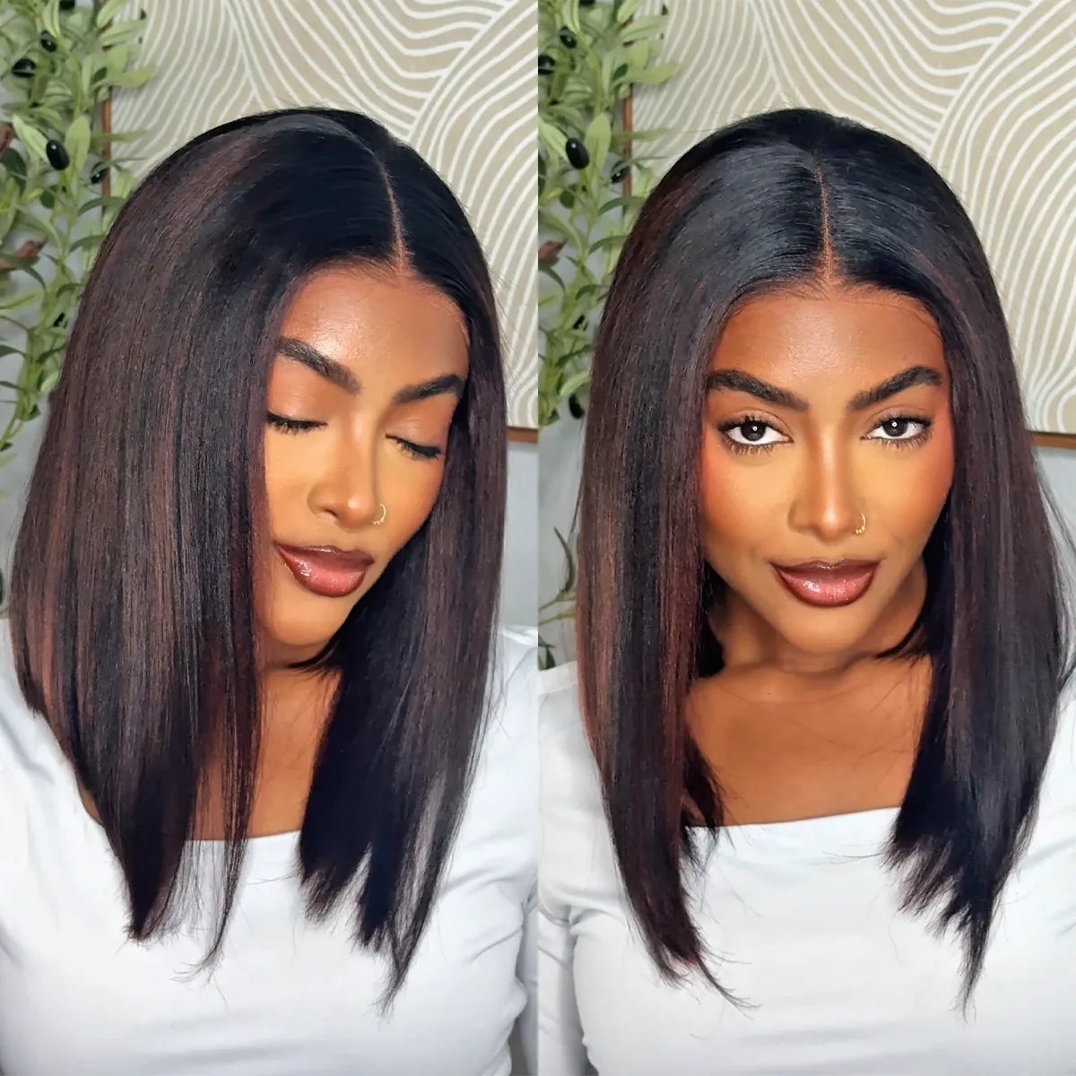 Highlight Yaki Straight Bob 13x4 Lace FrontalPre Everthing 6x4.5 / 4x4 Lace Clsoure Human Hair Wig - Image 21