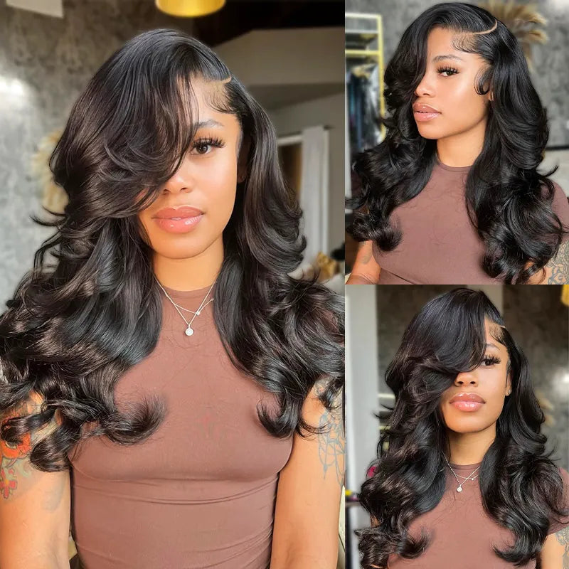 Pre Styled Effortless Chic Layer 4x4 Lace Closure Wig High Density Peacock Curls Glueless Ready to Wear Wig