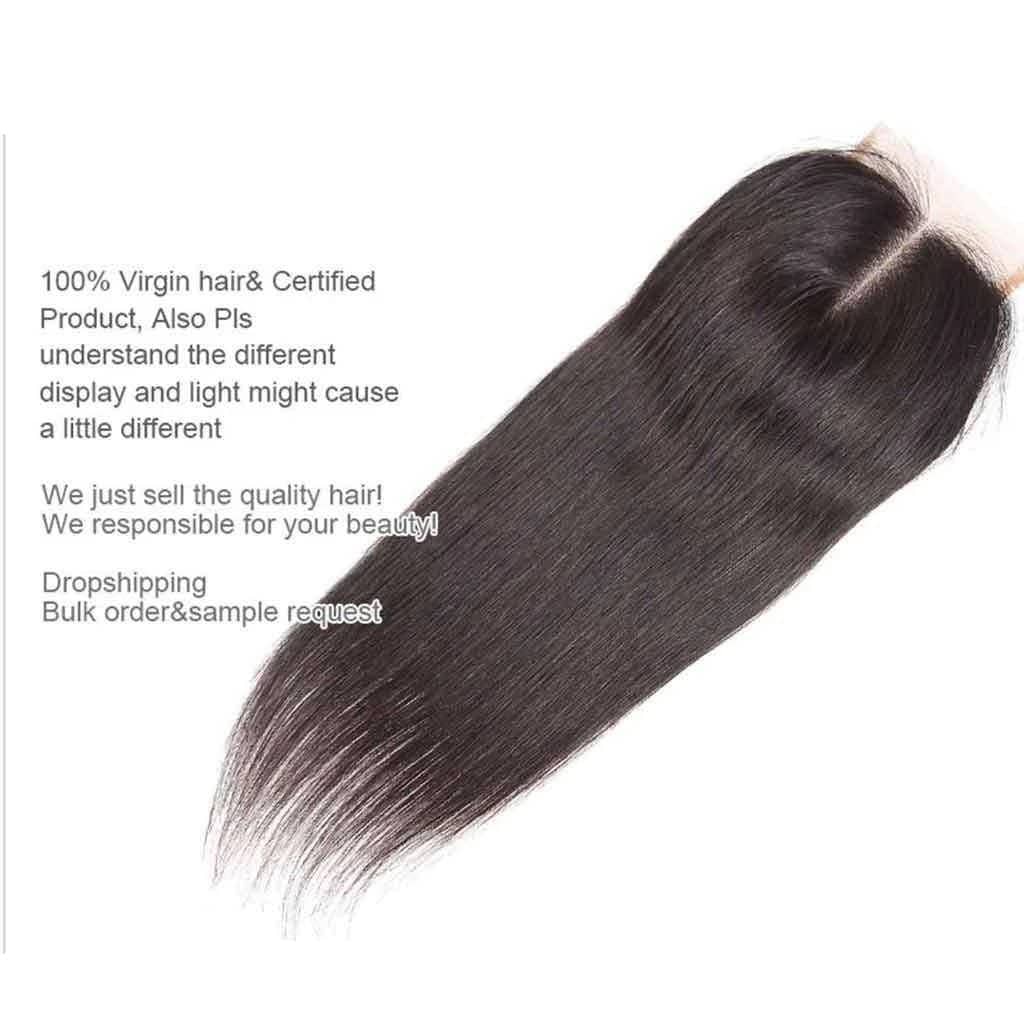 9A Straight Soft Peruvian Virgin Hair 3 Bundles with Closure Natural Color - Image 6