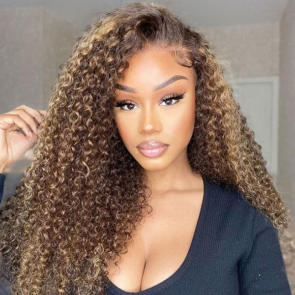 Boho-Chic Ready to Wear Breathable Highlight Water Wave 100% Glueless Wig Human Hair with Pre Cut Lace & Plucked Hairline & Bleached Knots - Image 2