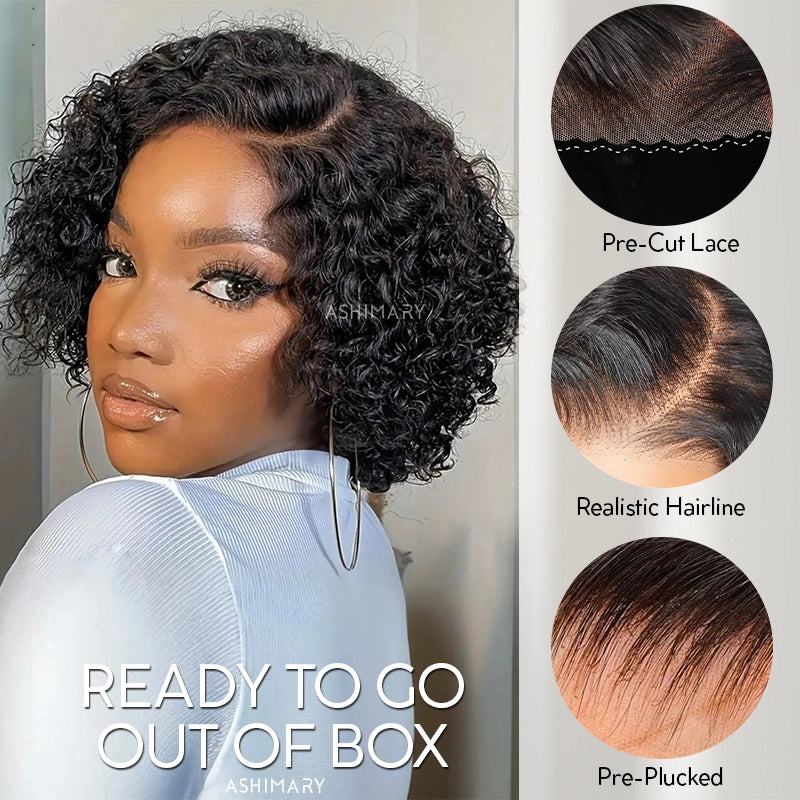 Trendy Short Cut Curly Knotless 4x4 Lace Glueless Side Part Pre-Styled Wig - Image 3