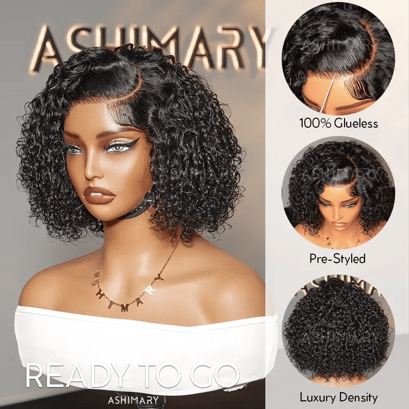 Trendy Short Cut Curly Knotless 4x4 Lace Glueless Side Part Pre-Styled Wig - Image 5