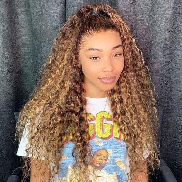 Pre Plucked Highlight Glueless 360 Transparent Lace Frontal Wigs 100% Human Hair