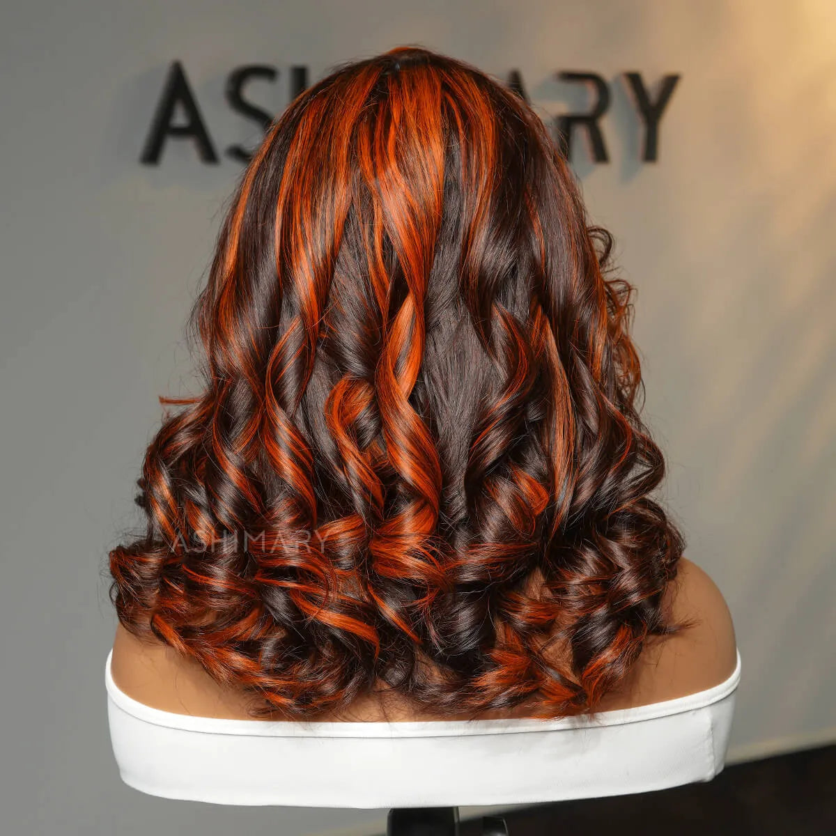 Ginger Highlight on Rich Brown Layer Cut Pre-Styled Body Wave Short Bob Wig Transparent Human Hair Wigs - Image 14