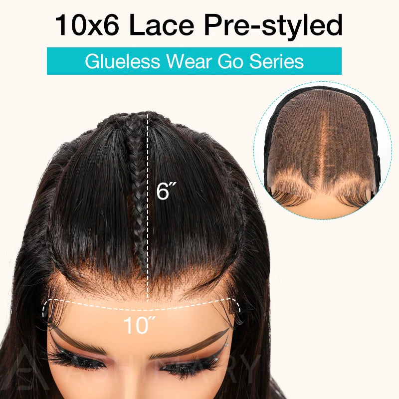Pre-Braided Glueless Put On & Go 10x6 Parting Max Lace Frontal Wig Advance Baby Hair Pre-Everything Human Hair Braids Straight Hairstyle - Image 16