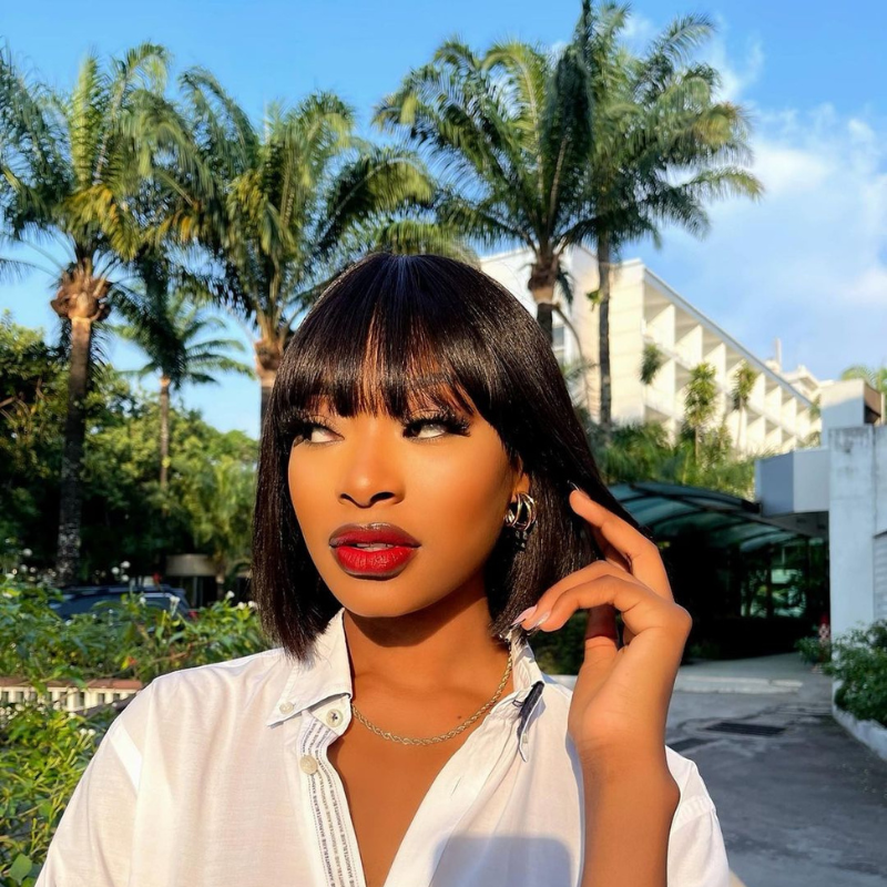 Ashimary Double Drawn High Density Pull Go 3x1 Wig True Scalp Lace Glueless Bob Wig With Bangs - Image 2