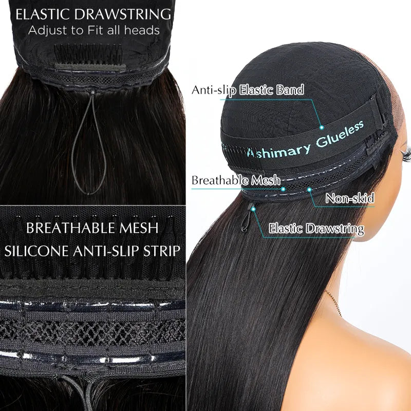 Blonde Highlight Put On & Go Silky Straight Glueless Beginner Friendly Ready to Wear Wig Pre Plucked Hairline & Bleached Knots - Image 7