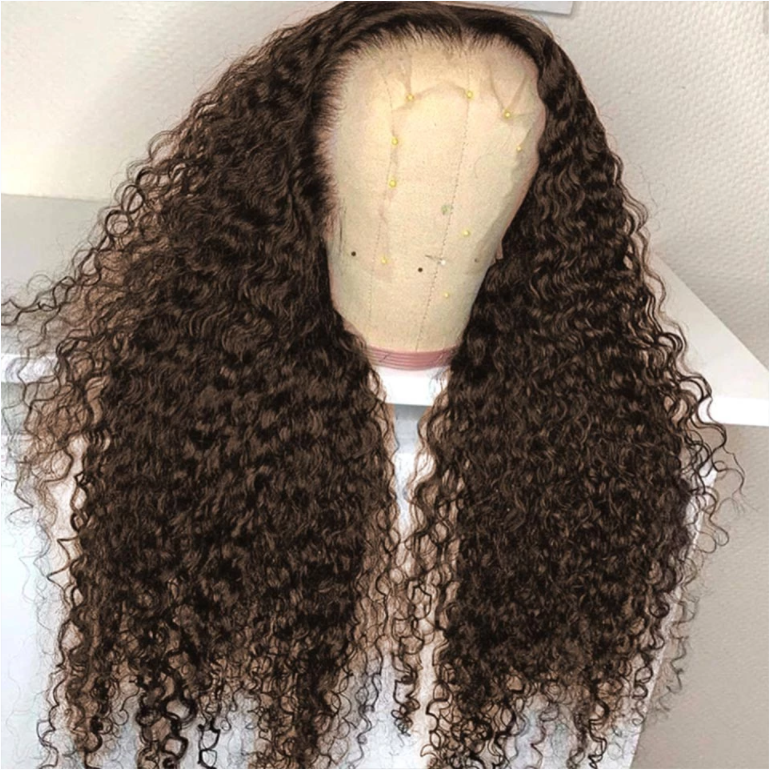 #4 Dark Brown Wig Deep Wave Lace Front Wigs Pre-plucked Human Hair Luxurious Customization - Image 2