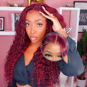 Ready To Wear Glueless 99J Deep Wave 4x4 5x5 13x4 Lace Wigs Pre Plucked with Baby Hair