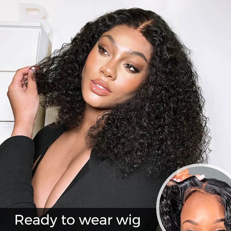 Ready-to-wear Glueless Short Deep Wave HD Transparent Lace Wig With Pre-cut Lace & Pre Plucked Hairline & Bleached Knots - Image 2