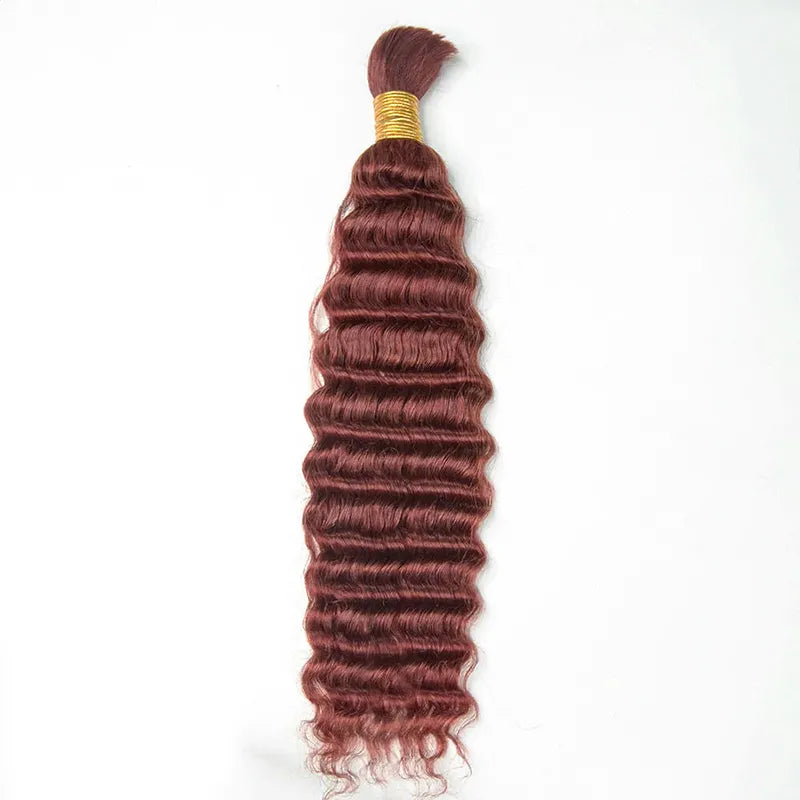 Ashimary Deep Wave Reddish Brown Bulk Human Hair For Knotless Braiding 3pcs/pack - Image 2