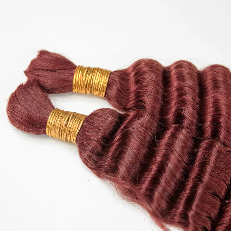 Ashimary Deep Wave Reddish Brown Bulk Human Hair For Knotless Braiding 3pcs/pack - Image 4