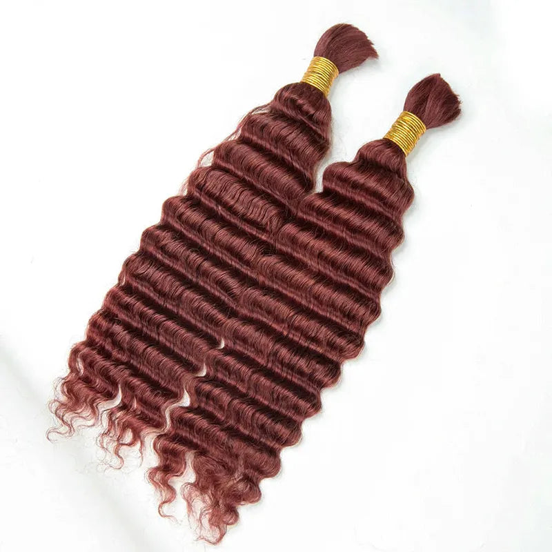 Ashimary Deep Wave Reddish Brown Bulk Human Hair For Knotless Braiding 3pcs/pack - Image 5