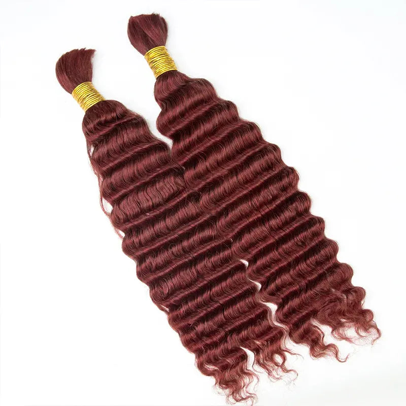 Ashimary Deep Wave Reddish Brown Bulk Human Hair For Knotless Braiding 3pcs/pack - Image 6