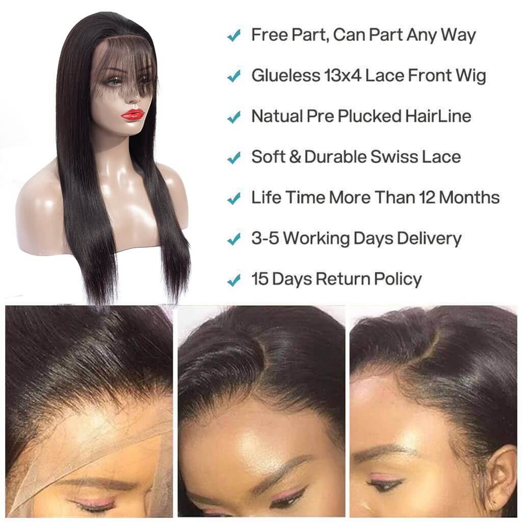 Straight 13*6 Lace Front Wig Lace Frontal 180% 250% Density Brazilian Human Hair - Image 11