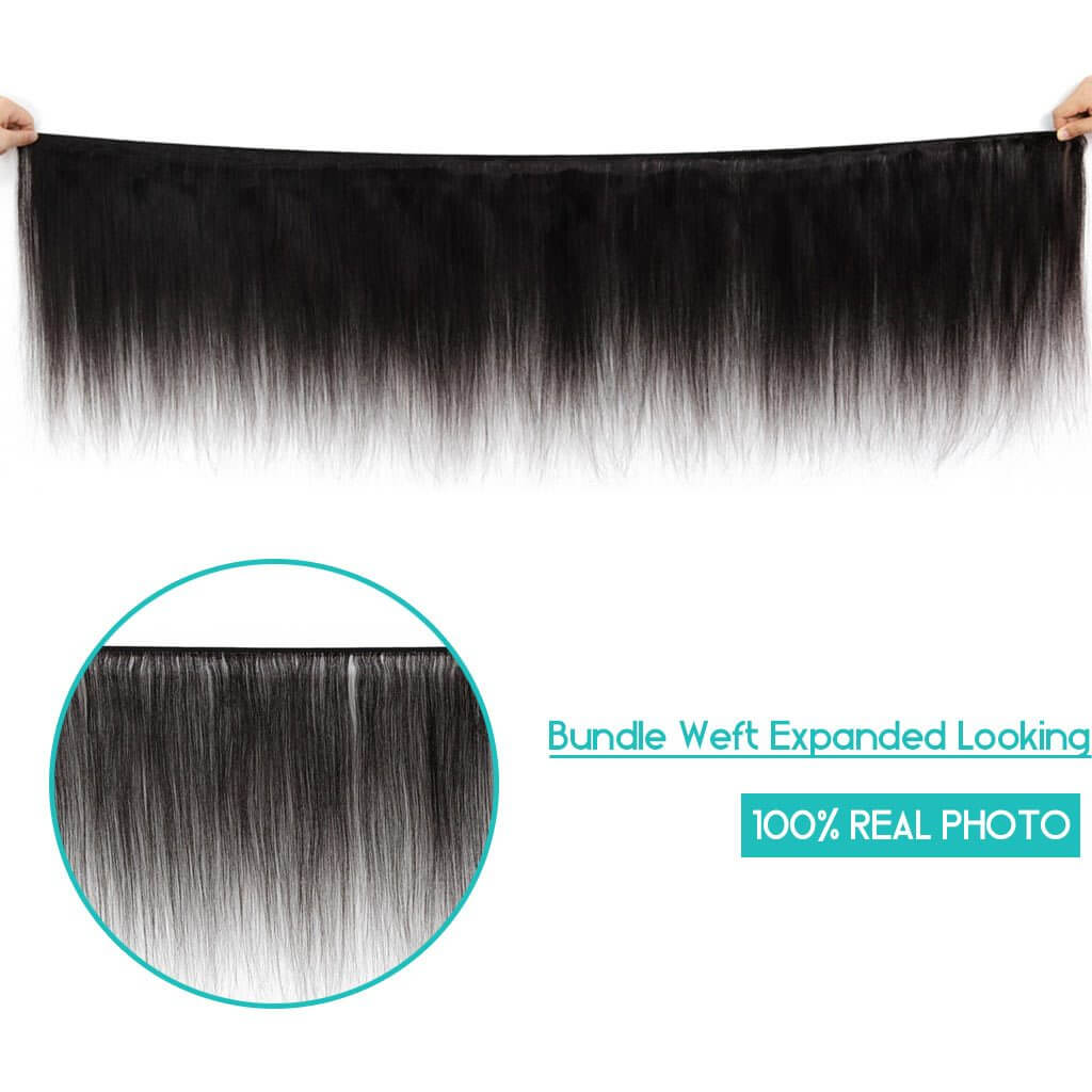 10A Brazilian Straight Hair 4 Bundles With Lace Frontal Human Hair - Image 3