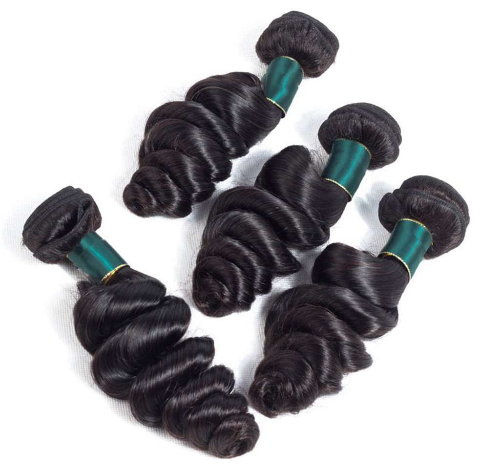 4 Bundles 10A Loose Wave Brazilian Human Hair Bundles Natural Color - Image 2