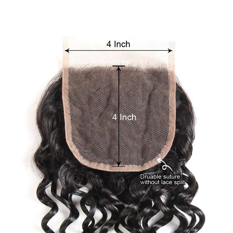 Water Wave Hair 4x4Inchs Lace Closure Natural Color 100% Human Hair - Image 4