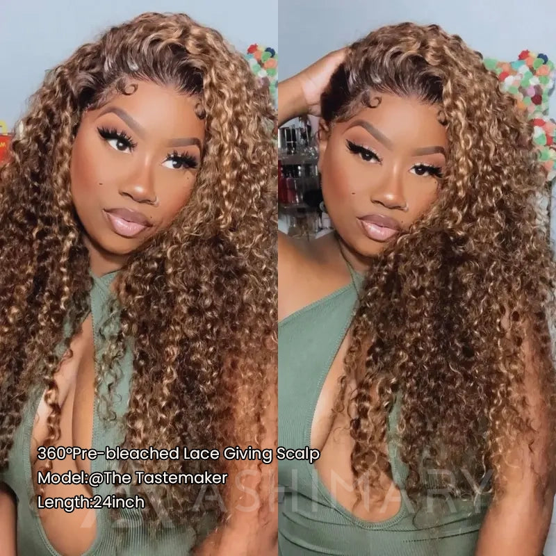 Water Wave Highlight Ombre Color Invisi Strap Snug Fit 360 Skin Lace Frontal Wig Glueless Human Hair - Image 6