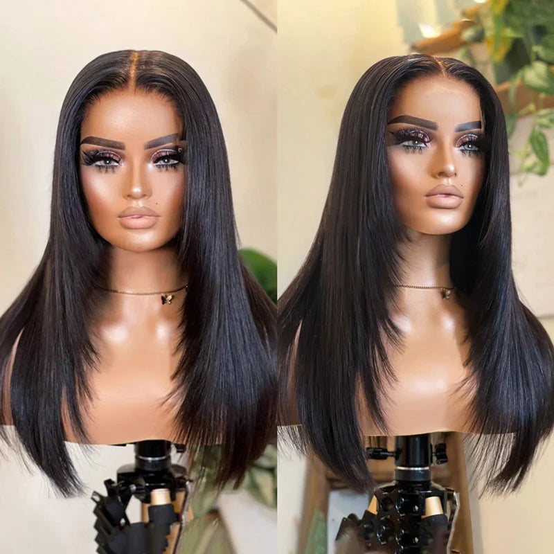 Trendy Long Layered Butterfly Haircut Straight Wig 13x4 Transparent Lace Frontal Wig Ashimary Hair - Image 3