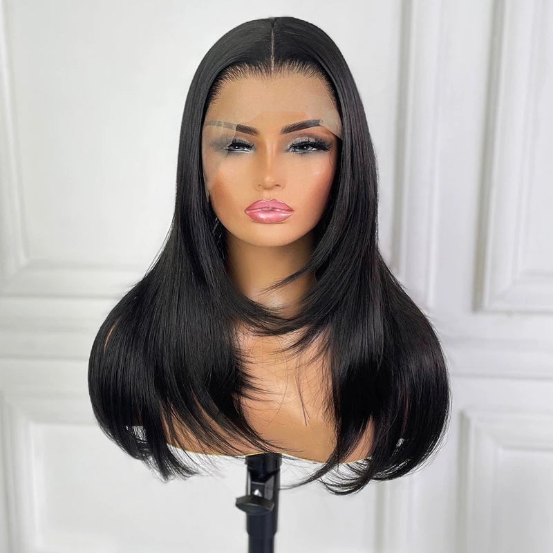 Trendy Long Layered Butterfly Haircut Straight Wig 13x4 Transparent Lace Frontal Wig Ashimary Hair - Image 9
