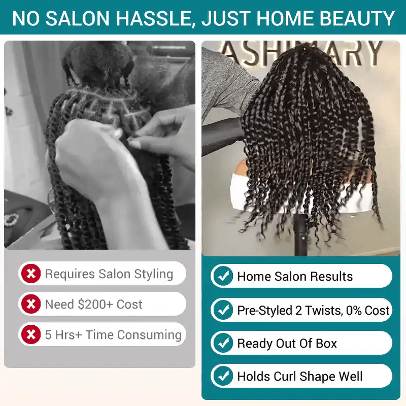 Two Strands Twists 360 Lace Frontal with Invisi Strap Pre-Braid Glueless Human Hair Wigs - Image 4