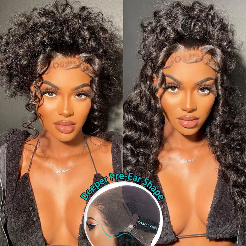 Water Wave Invisi Strap Snug Fit 360 Transparent Lace Frontal Bleached Knots Pre Cut Lace Wig - Image 8