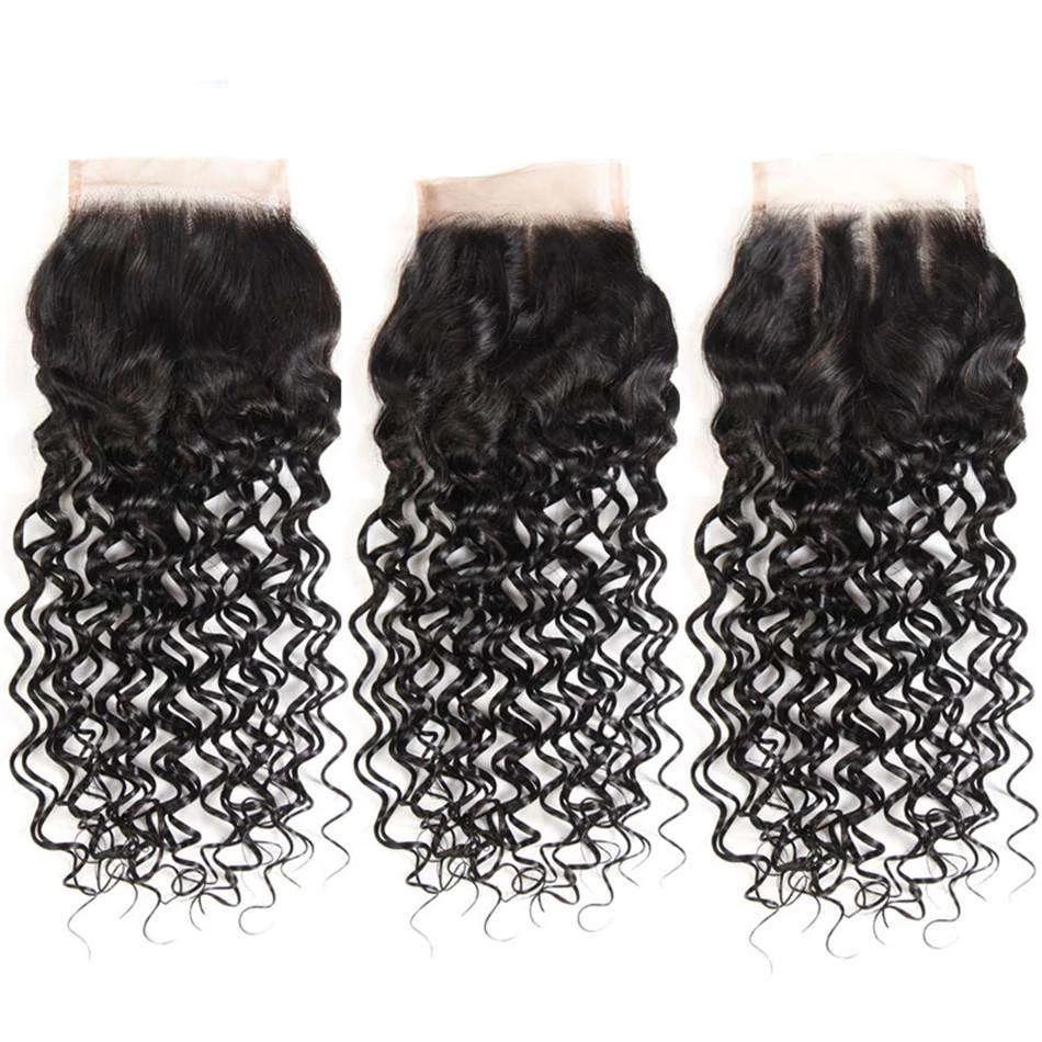 Water Wave Hair 4x4Inchs Lace Closure Natural Color 100% Human Hair - Image 3