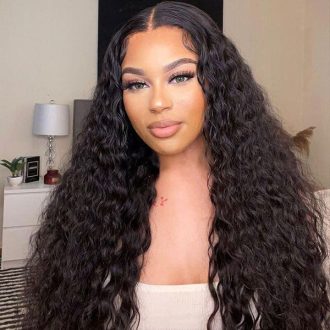 Romantic Bohemian Wear And Go Water Wave 13X4 HD Transparent Lace Frontal Ready to Wear Wig With Pre Bleach Knots & Plucked Hairline & Pre-cut lace