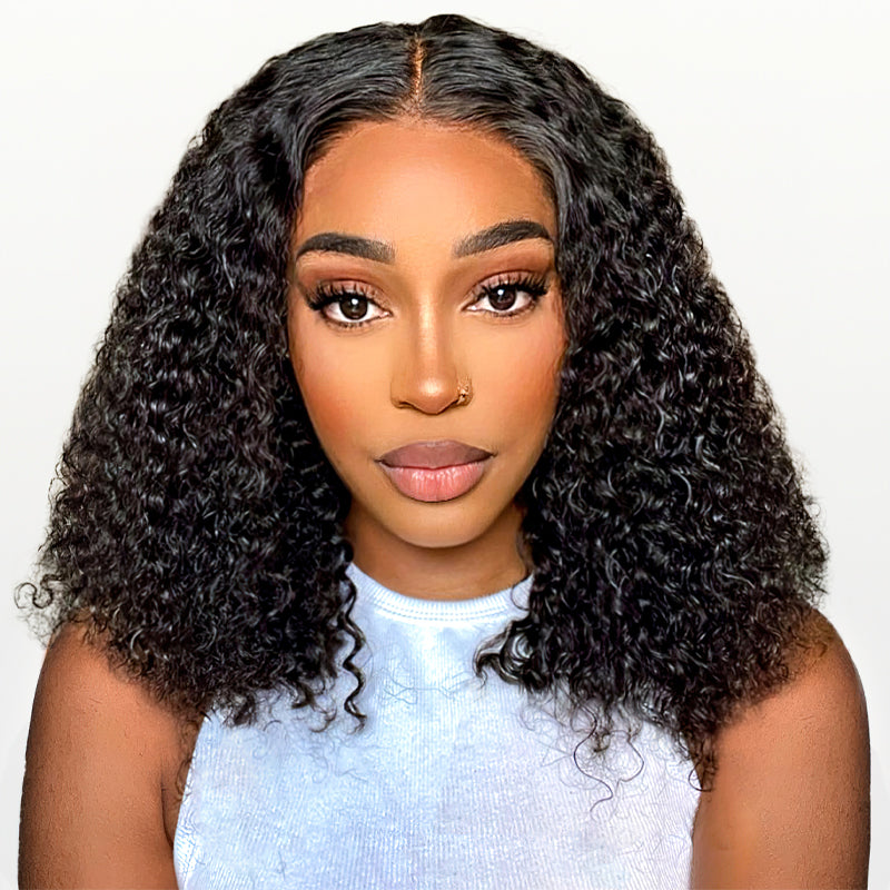 Bohemian Curly Wear And Go Water Wave HD Transparent Lace Closure Bob Wig With Pre-cut lace& Bleached Knots - Image 3