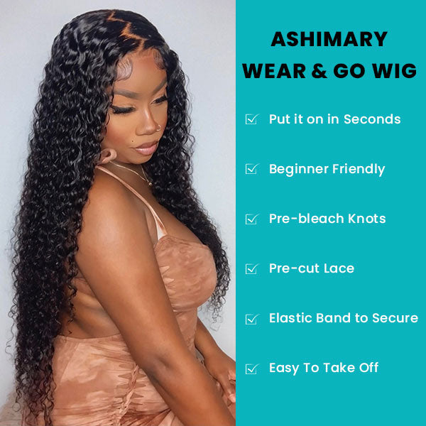 Romantic Bohemian Wear And Go Water Wave 13X4 HD Transparent Lace Frontal Ready to Wear Wig With Pre Bleach Knots & Plucked Hairline & Pre-cut lace - Image 14
