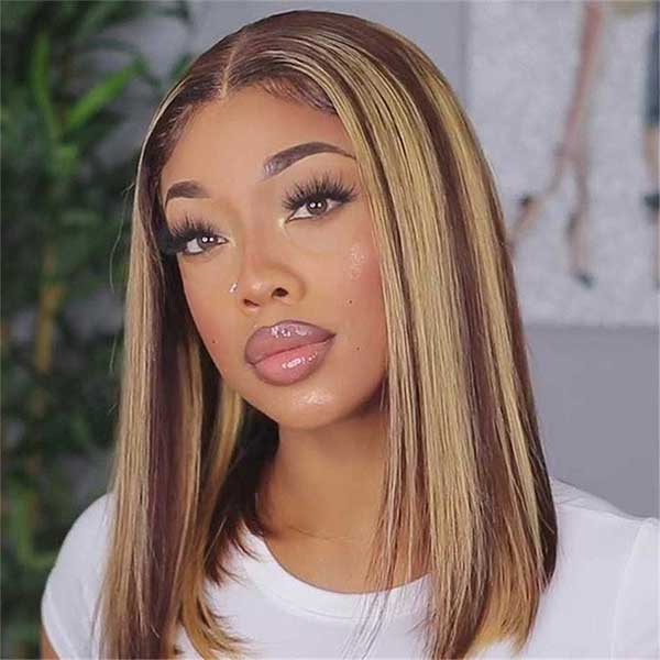 No Extra Work Ready to Wear & Go Highlight Piano Color Pre-Cut HD Lace Bob Wig - Image 2